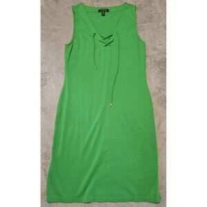 Lauren Ralph Lauren Dress Tank Top Style Green Front Lace Up Tie Size Medium